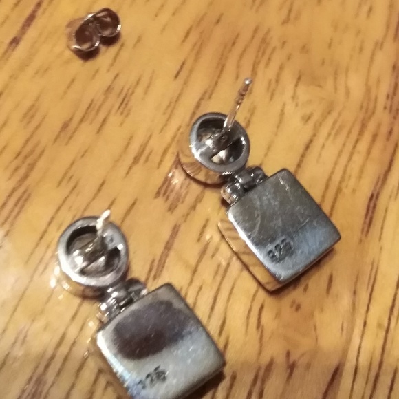 Opal and blue topaz sterling silver earrings - Picture 2 of 3